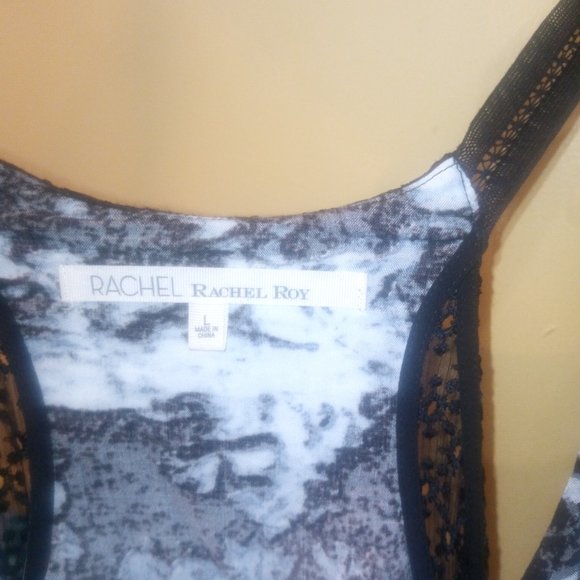 Rachel Roy Black/White High-low Eyelet Night Out Sleeveless Midi Dress Sz L NWT - Picture 10 of 12